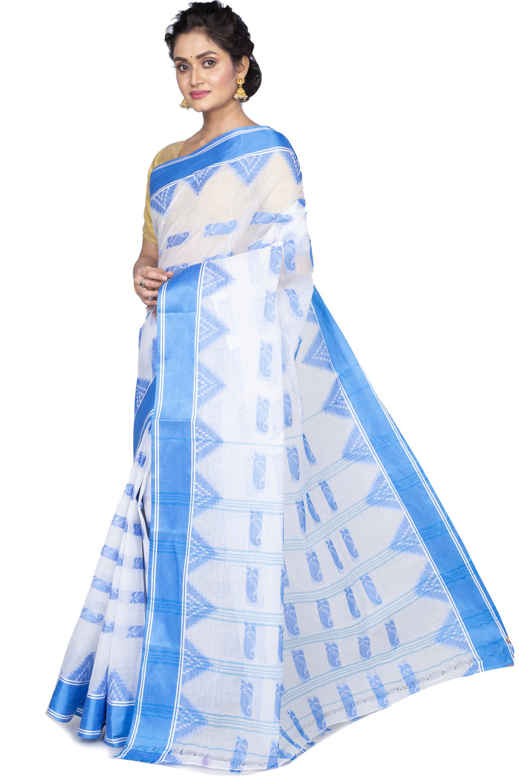 Sky Blue Pure Cotton Archana Tant Saree (172)